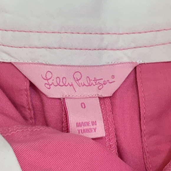 Lilly Pulitzer | Pink 100% Cotton Unlined Mini Skirt Flawed Size 0 - Picture 12 of 15